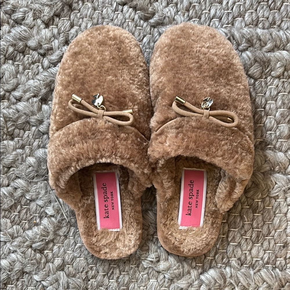 Kate Spade Brown Fuzzy Women's Slippers